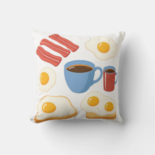 Cojín Decorativo Diseño plano moderno de tostadas y café de huevo d
