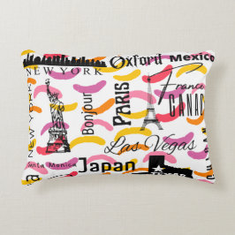 Cojín Decorativo Diseño precoz moderno colorido abstracto texto úni