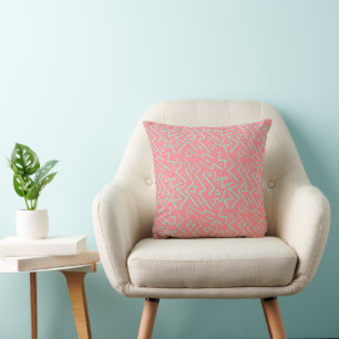 Cojín Decorativo Diseño psicodélico rosa y verde retro