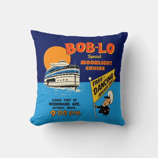 Cojín Decorativo Diseño retro de la travesía especial del claro de (Anverso)
