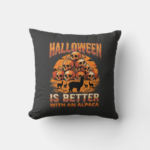 Cojín Decorativo Diseño Retro de Terror Cráneo de Alpaca de Hallowe