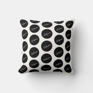 Cojín Decorativo Diseño retro-moderno de lunares en blanco y negro