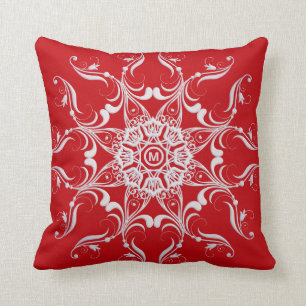 Cojín Decorativo Diseño rojo barroco Mandala.