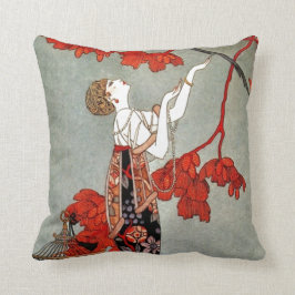 Cojín Decorativo Diseño rojo de la señora art déco