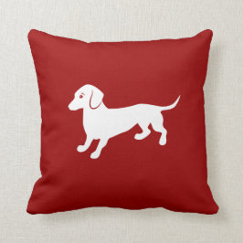 Cojín Decorativo Diseño rojo y blanco del Dachshund