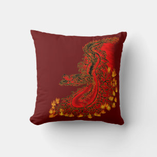Cojín Decorativo Diseño rojo y dorado de China Dragon