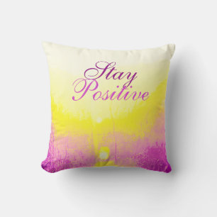 Cojín Decorativo Diseño "Stay Positive" rosa, amarillo, lagar paste