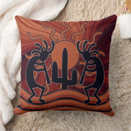 Cojín Decorativo Diseño Suroeste Kokopelli Deert Sun Cactus