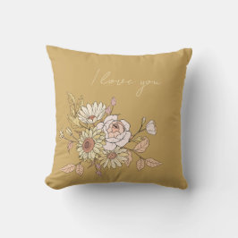Cojín Decorativo Diseño Te Amo | Botánico Dorado Personalizado