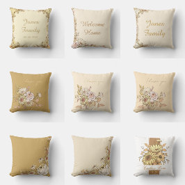 Cojín Decorativo Diseño Te Amo | Botánico Dorado Personalizado