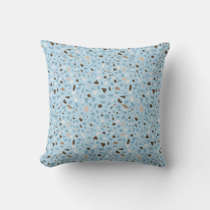 Cojín Decorativo Diseño Terrazo Azul Tan Brown Patrón