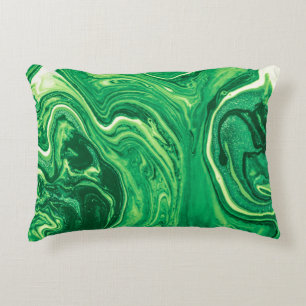 Cojín Decorativo Diseño textil mixto creativo verde brillante. Grun