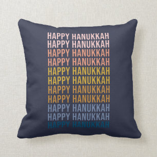 Cojín Decorativo Diseño tipográfico colorido de Feliz Janucá