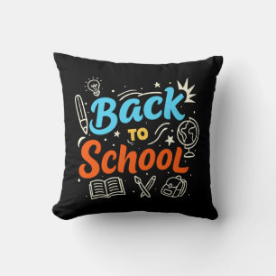 Cojín Decorativo Diseño tipográfico colorido de regreso a clases