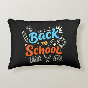 Cojín Decorativo Diseño tipográfico colorido de regreso a clases