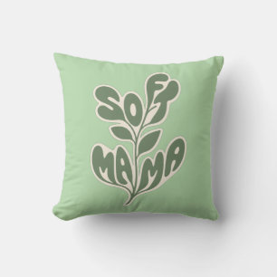 Cojín Decorativo Diseño tipográfico de hoja botánica retro "Soft Ma