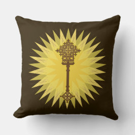 Cojín Decorativo Diseño tradicional de cruz de Etiopía marrón