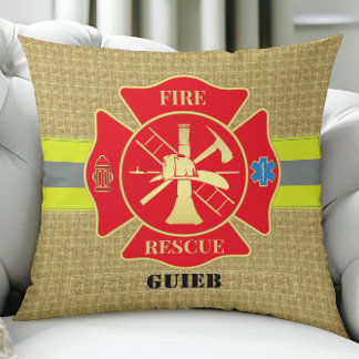 Cojín Decorativo Diseño transversal maltés de bombero heroico