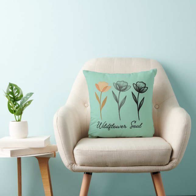 Cojín Decorativo Diseño trendy de flor silvestre (Silla)