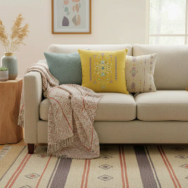 Cojín Decorativo Diseño tribal amarillo y verde