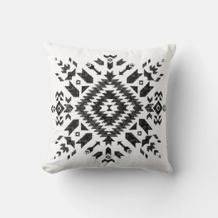 Cojín Decorativo Diseño tribal: blanco negro dibujado a mano