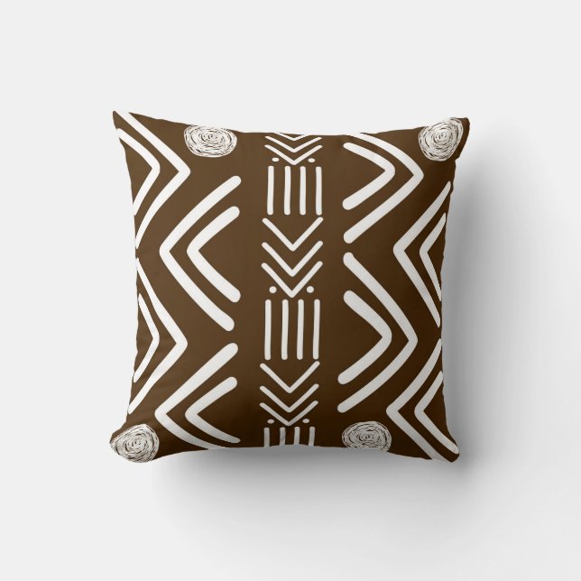 Cojín Decorativo Diseño tribal bogotano africano de chocolate (Anverso)