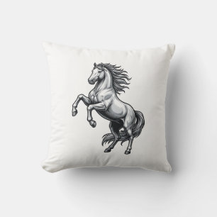 Cojín Decorativo Diseño vectorial de caballo encabritado con grabad