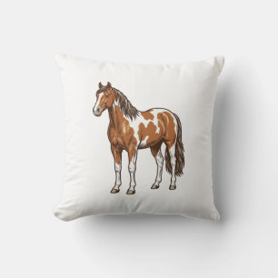 Cojín Decorativo Diseño vectorial de caballo Pinto grabado vintage_