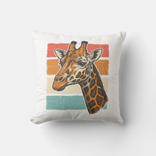 Cojín Decorativo Diseño vectorial de cabeza de jirafa vintage puest