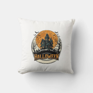 Cojín Decorativo Diseño vectorial de casa embrujada de Halloween vi