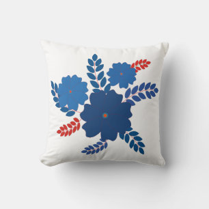 Cojín Decorativo Diseño vectorial de flores azules simples