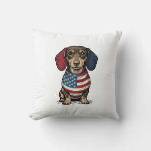 Cojín Decorativo Diseño vectorial de grabado vintage de Dachshund p