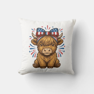Cojín Decorativo Diseño vectorial de lazo de vaca de Highland patri