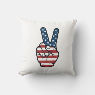 Cojín Decorativo Diseño vectorial de mano con signo de paz patrióti