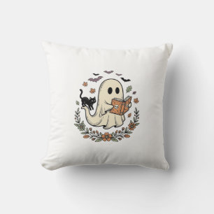 Cojín Decorativo Diseño vectorial floral de gato fantasma vintage d