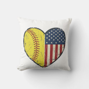Cojín Decorativo Diseño vectorial vintage de béisbol patriótico cor