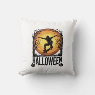 Cojín Decorativo Diseño vectorial vintage de monopatín de Halloween