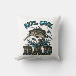 Cojín Decorativo Diseño vectorial vintage de pesca de lubina para p