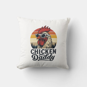 Cojín Decorativo Diseño vectorial vintage de puesta de sol de gallo
