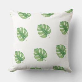 Cojín Decorativo Diseño Verde Hoja de Monstera. 