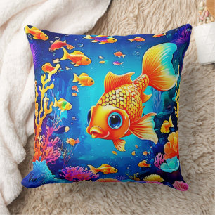 Cojín Decorativo Diseño vibrante del mundo de peces submarinos