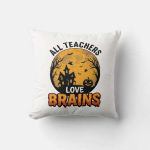 Cojín Decorativo Diseño Vintage Cerebros Amor Halloween Profesor_1