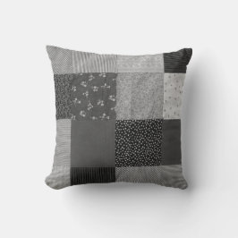Cojín Decorativo diseño vintage de tejidos de mosaico en blanco y n