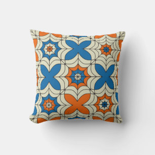 Cojín Decorativo Diseño web de arañas azul y Naranja