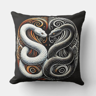 Cojín Decorativo Diseño Yin Yang con Dos Serpientes