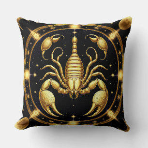 Cojín Decorativo Diseño Zodiacal Escorpión Dorado