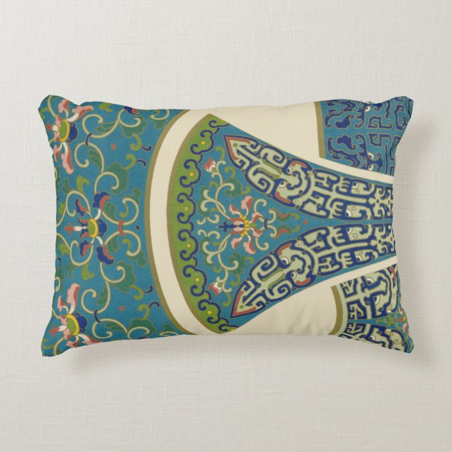 Cojín Decorativo Diseños orientales azules con caras sonrientes (Anverso)