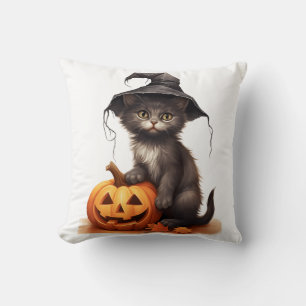 Cojín Decorativo Disfraz de Halloween de calabaza con sombrero de b