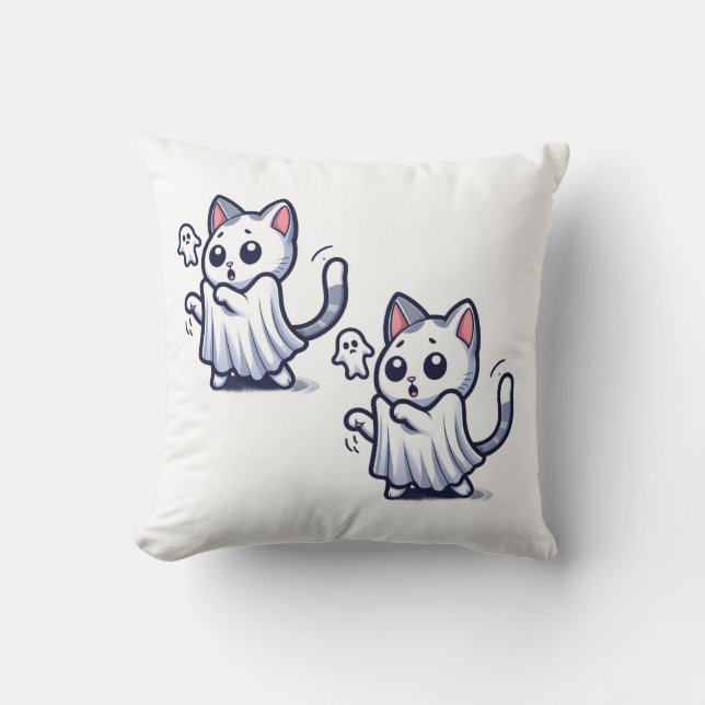Cojín Decorativo Disfraz de Halloween de Ghost Kitty (Anverso)