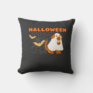 Cojín Decorativo Disfraz de perro fantasma lindo Temporada de Hallo